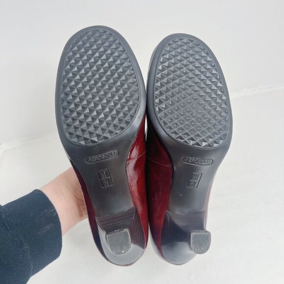 Aerosoles Wise Guy Red Patent Leather Pumps Heels Cherry Red Burgundy Size 8.5 - Picture 8 of 10
